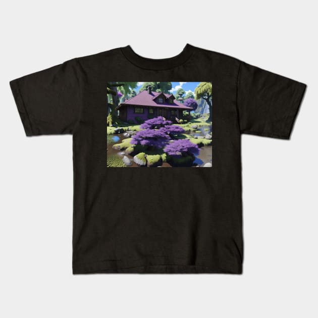 Purple House Kids T-Shirt by Fantasyscape